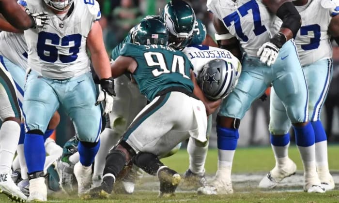 Josh Sweat recorded one sack against the Dallas Cowboys.